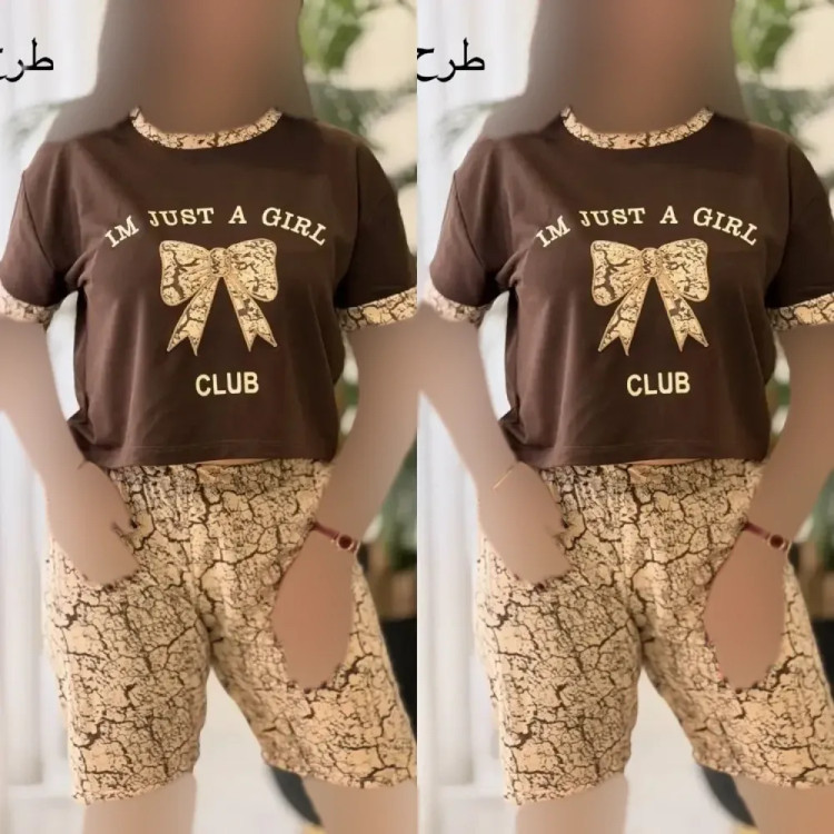 ست تیشرت و شلوارک پنبه زنانه طرح اسفناج سایز فری 36 تا 46