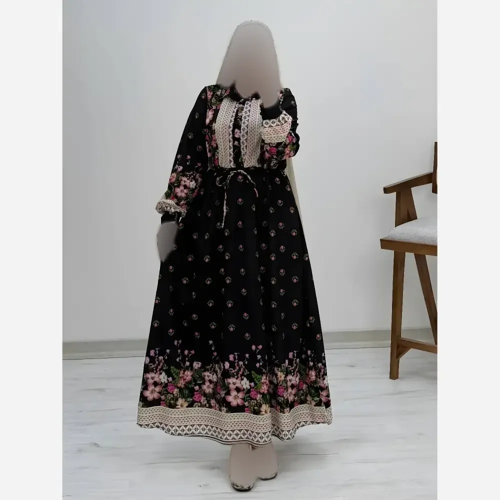 پیراهن ساحلی لاله فلور نخ درجه یک فری سایز دکمه دار