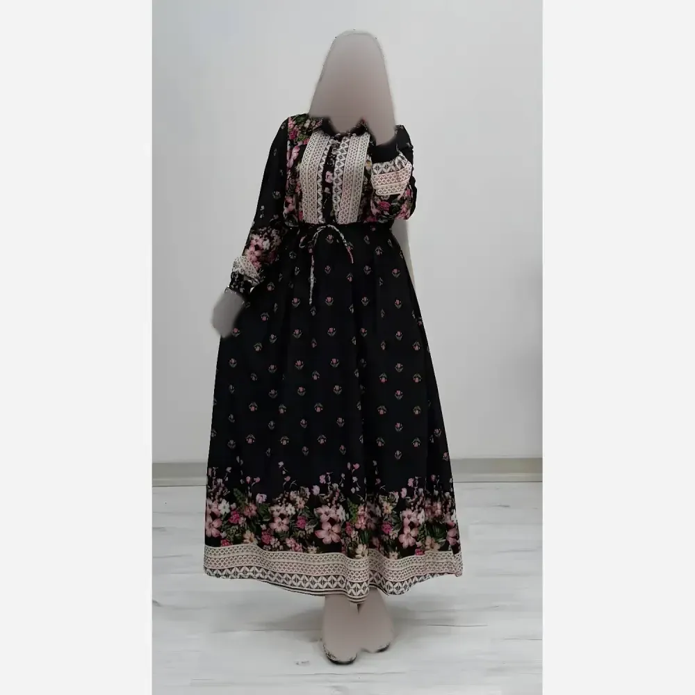 پیراهن ساحلی لاله فلور نخ درجه یک فری سایز دکمه دار