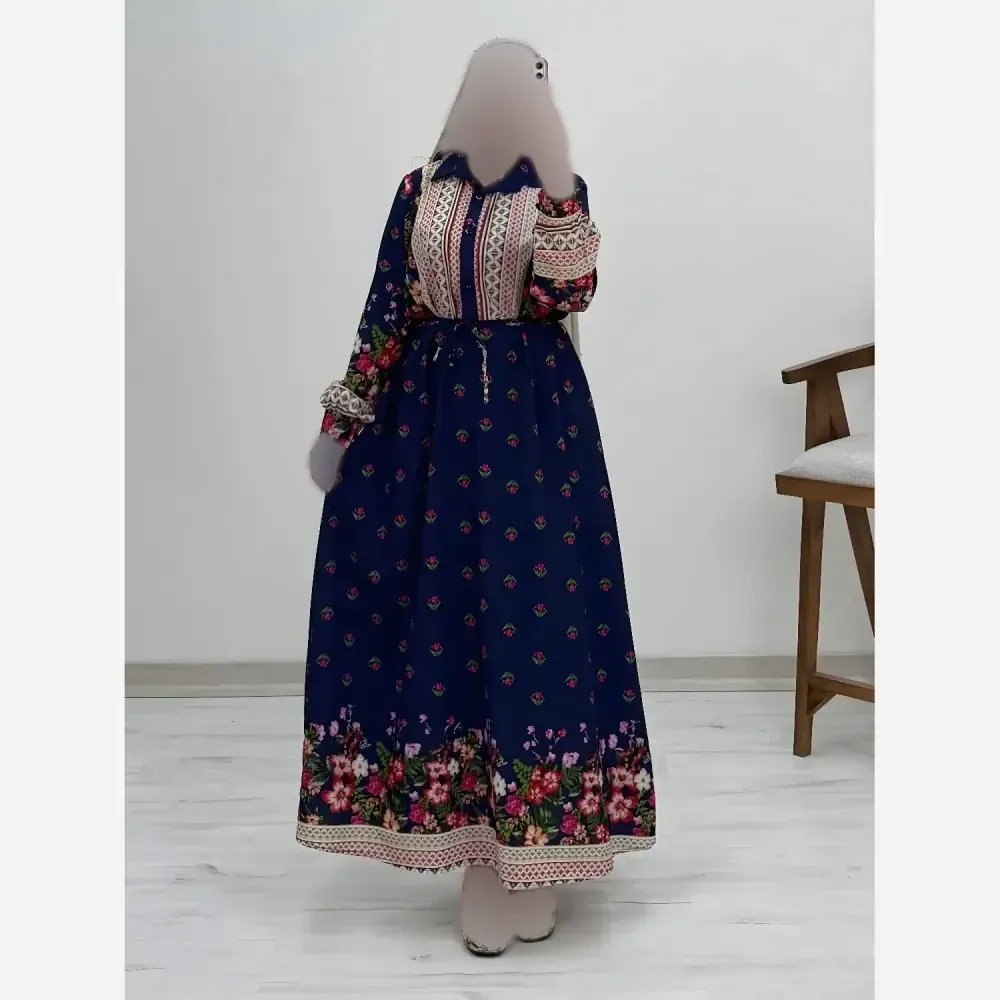 پیراهن ساحلی لاله فلور نخ درجه یک فری سایز دکمه دار