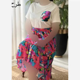 ست تیشرت و دامن پنبه درجه یک و تمام نخ فری سایز زنانه