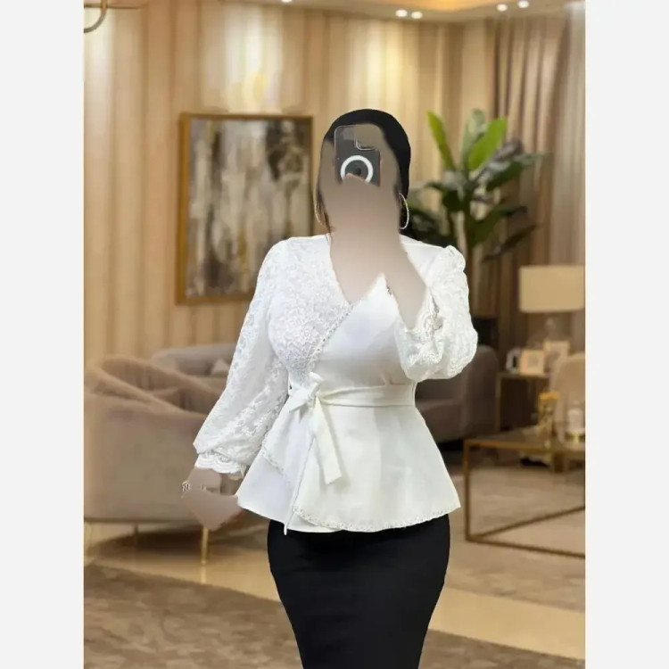 شومیز زنانه مجلسی مازراتی و گیپور مدل گلوریا رنگ بندی متنوع