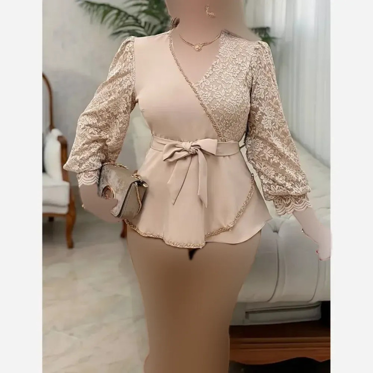 شومیز زنانه مجلسی مازراتی و گیپور مدل گلوریا رنگ بندی متنوع
