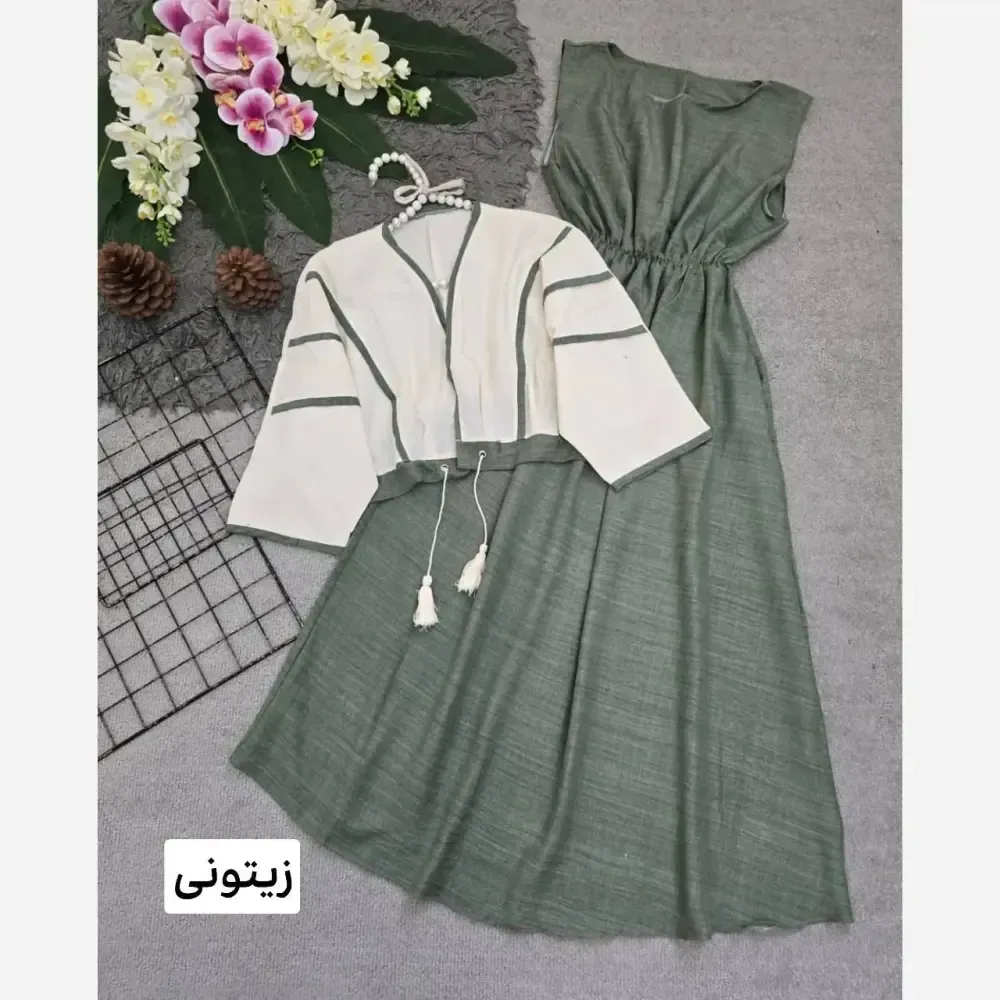 ست سارافون شانتون و کراپ لنین نرگس فری سایز