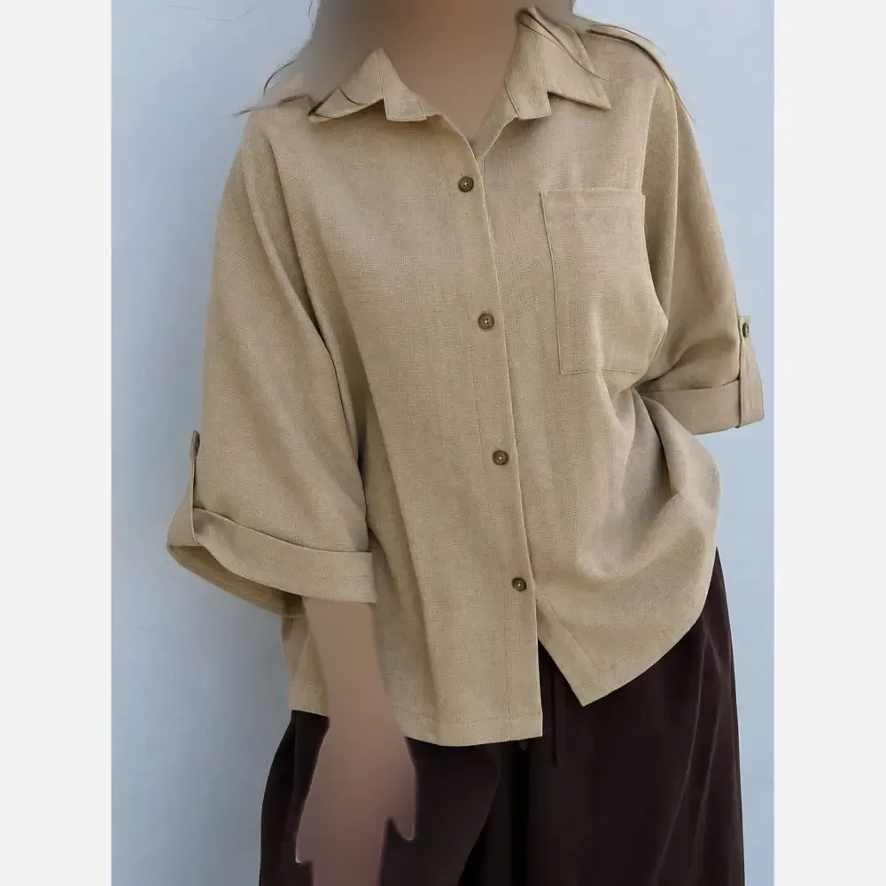 شومیز باکسی لینن درجه یک فری سایز