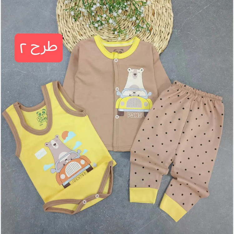 ست سه تکه بیمارستانی نوزادی دخترانه و پسرانه نخ پنبه لطیف سایز 3 تا 12 ماه