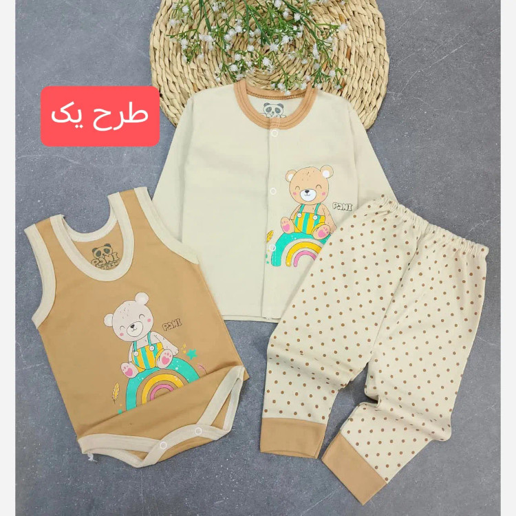 ست سه تکه بیمارستانی نوزادی دخترانه و پسرانه نخ پنبه لطیف سایز 3 تا 12 ماه