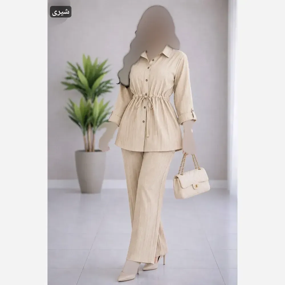 ست مانتو شلوار صوفیا طرحدار زیپی فری سایز 36 تا 46