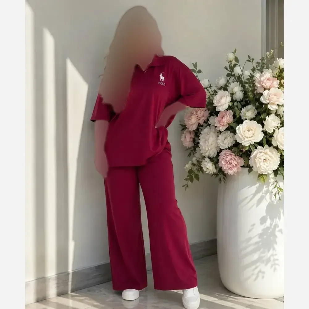 ست پولوشرت و شلوار زنانه پولو گلکسی نخ پنبه فری سایز
