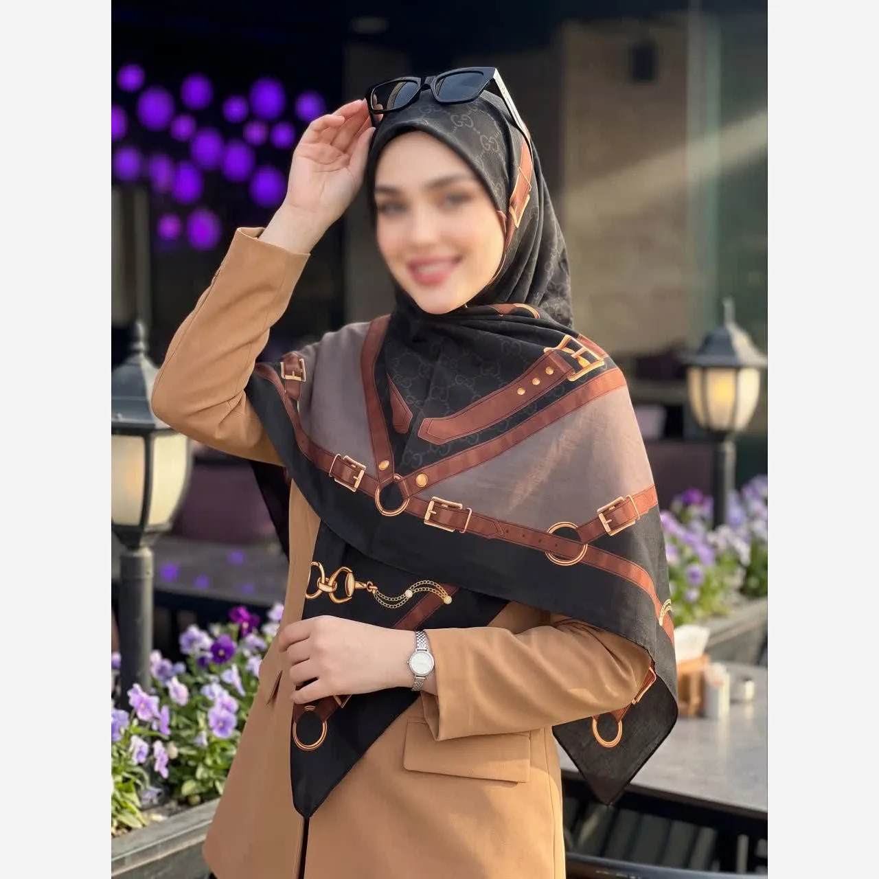 روسری قواره بلند طرح شیک کمربند