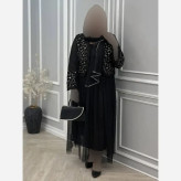 ست سه تیکه مشکی کت کرپ مازراتی و دامن تور سایز فری 38 تا 46