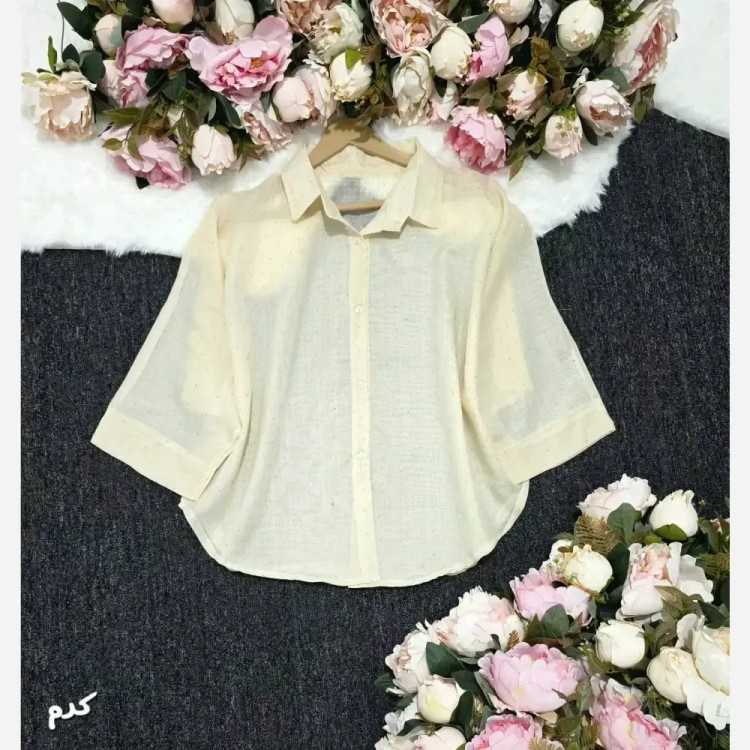 شومیز باکسی لنین اسلب شیشهای نگینی فری سایز
