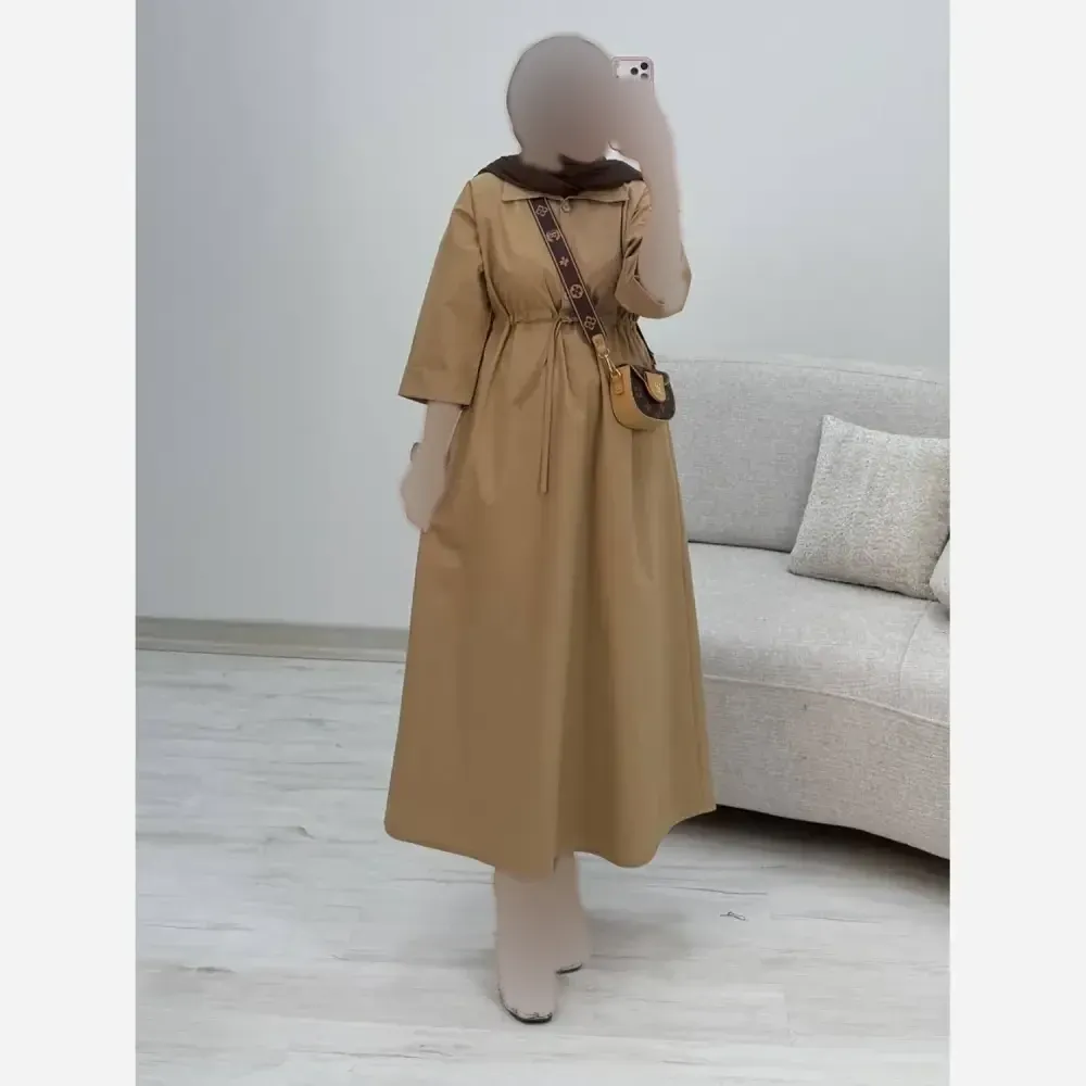 پیراهن لنین سالومه زنانه بلند رنگی سایز فری مناسب بارداری و شیردهی