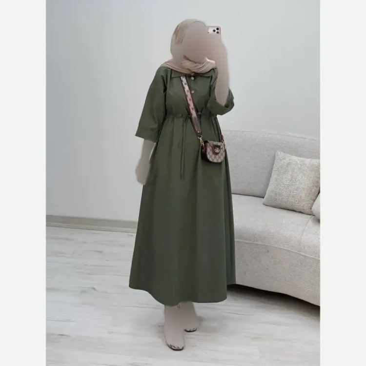 پیراهن لنین سالومه زنانه بلند رنگی سایز فری مناسب بارداری و شیردهی