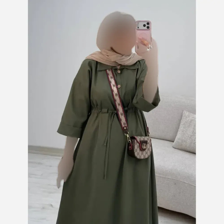 پیراهن لنین سالومه زنانه بلند رنگی سایز فری مناسب بارداری و شیردهی