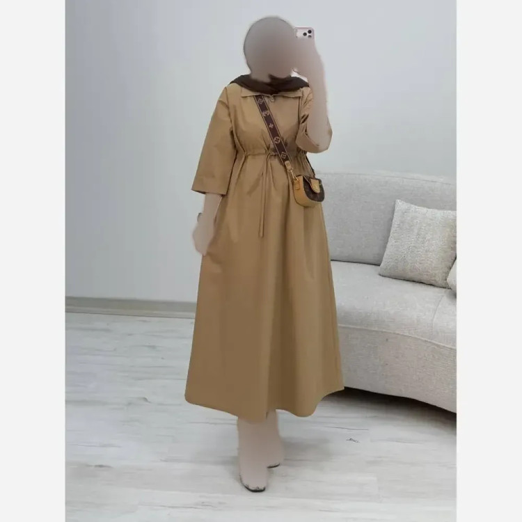 پیراهن لنین سالومه زنانه بلند رنگی سایز فری مناسب بارداری و شیردهی