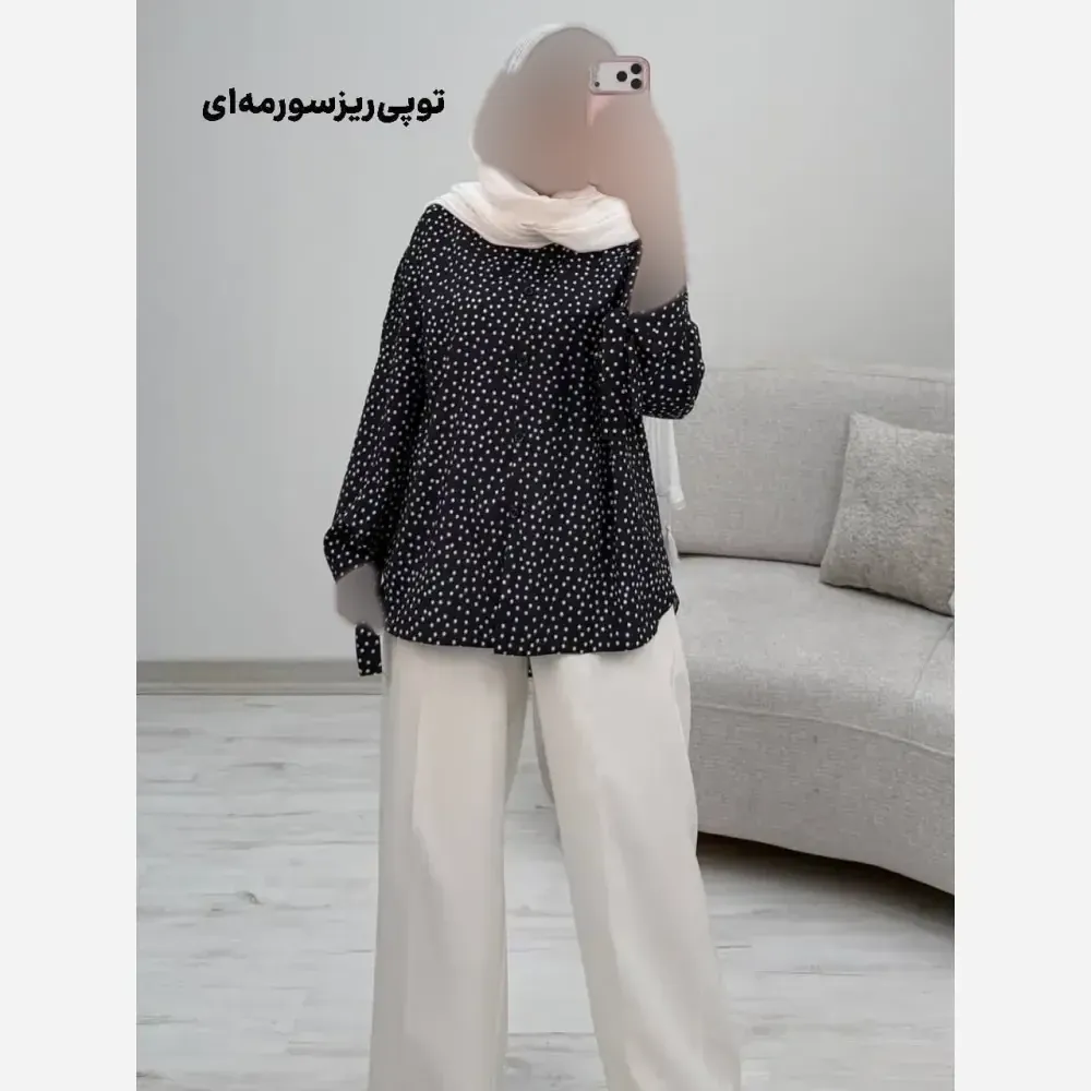 شومیز طرحدار چیچک جنس کرپ الیزه چاپی فری سایز