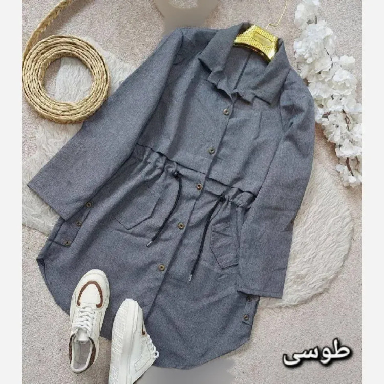 مانتو کلارا جنس مکانیک پرشین رنگ طوسی سایز فری 38 تا 46