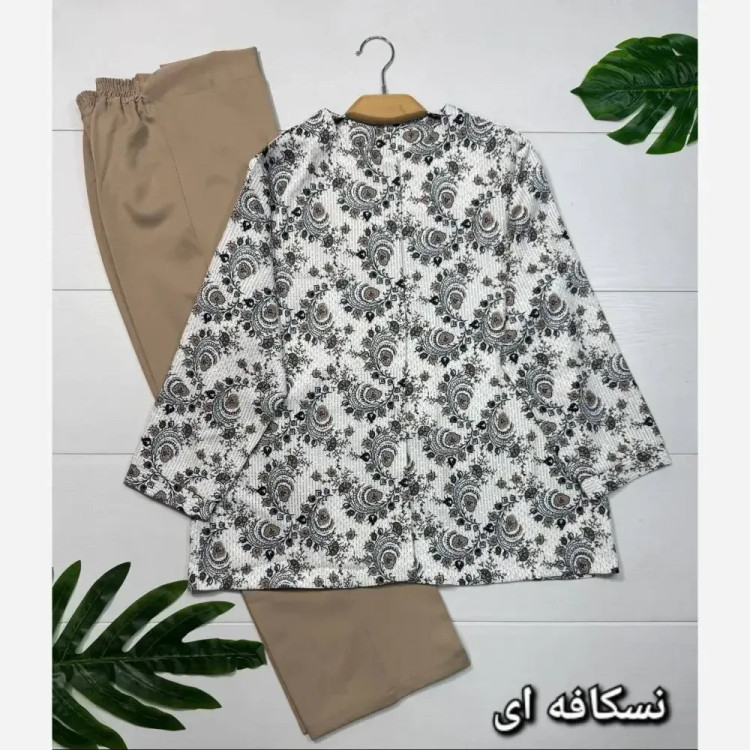 کت و شلوار زنانه مجلسی مازراتی رنگ نسکافه ای فری سایز 38 تا 46