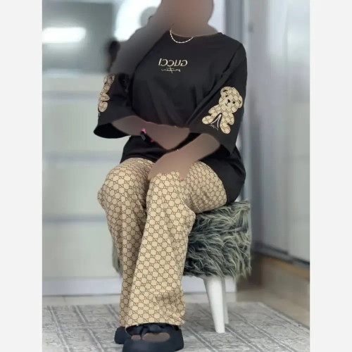 ست لویی زنانه پنبه گلکسی مشکی فری سایز 38 تا 46