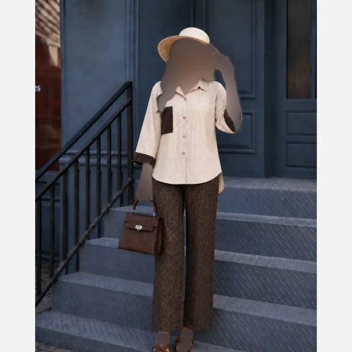 ست مانتو شلوار کنفی دیپلمات درجه یک فری سایز