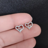 گوشواره نقره زنانه طرح قلب عیار 925 با روکش طلا سفید