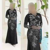 ماکسی مجلسی مدل خاطره قواصی گرم بالا مروارید پرچ شده سایز 38 تا 52 سرمه ای مشکی سبز