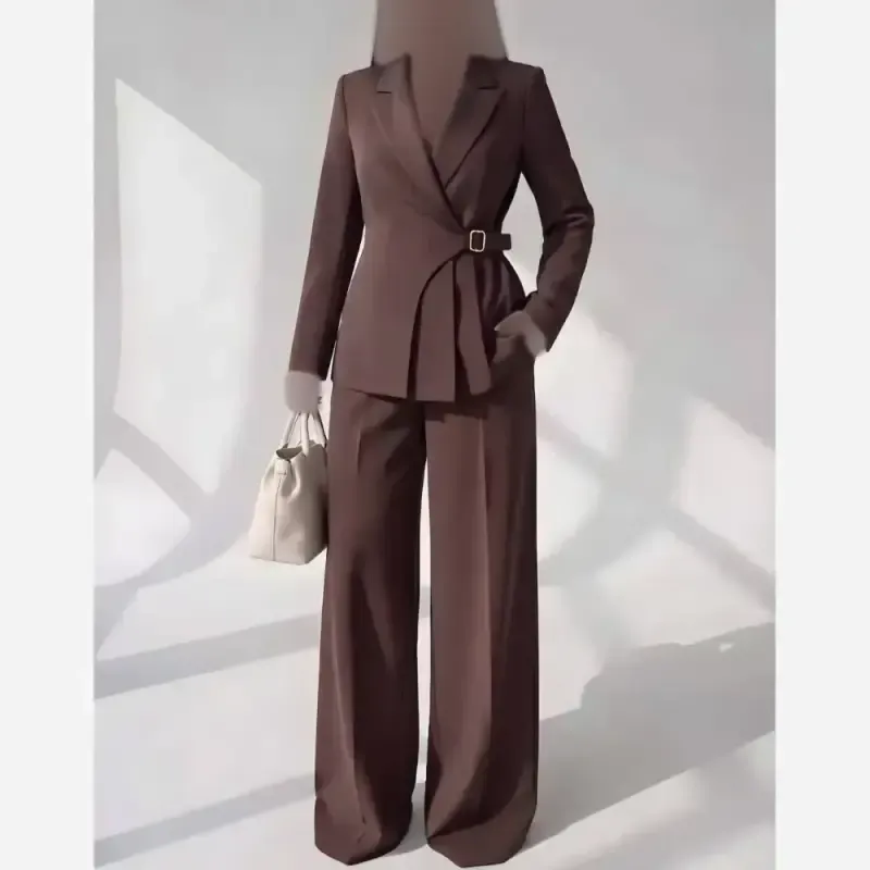 کت شلوار سگک دار پینترستی کرپ مازراتی در رنگبندی متنوع و سایزبندی 1 و 2