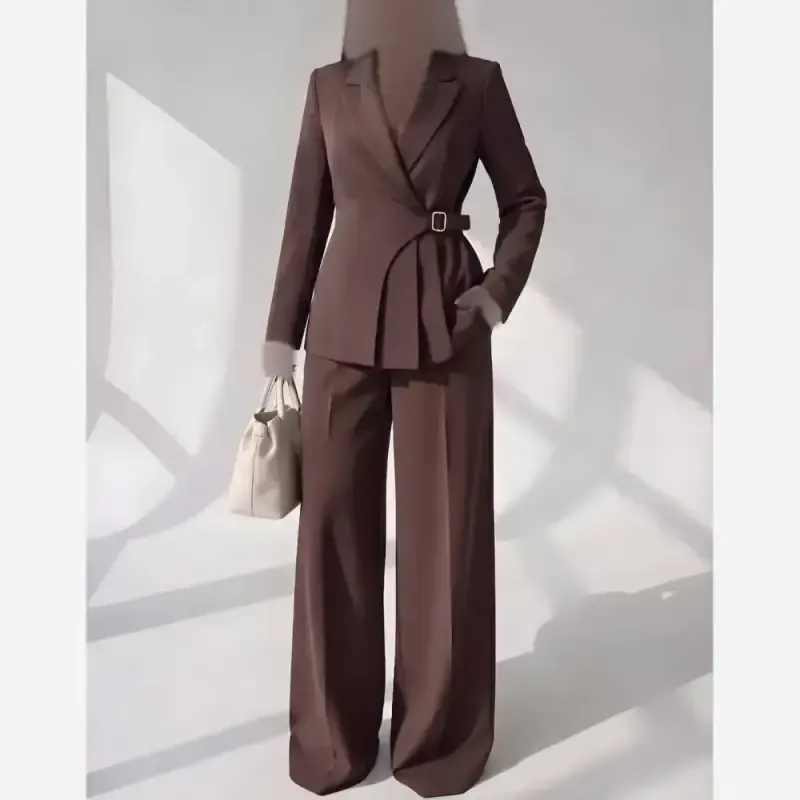 کت شلوار سگک دار پینترستی کرپ مازراتی در رنگبندی متنوع و سایزبندی 1 و 2