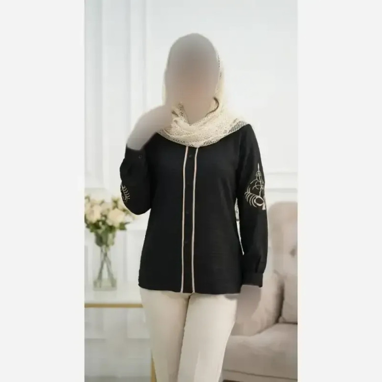 شومیز مانتویی مزونی هیوا صوفیا مغزی دوزی و گلدوزی درجه یک فری سایز 38 تا 46
