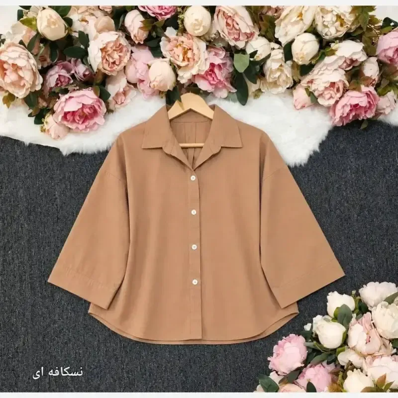شومیز مانتویی پشت پیله لنین پنبه درجه یک فری سایز زنانه