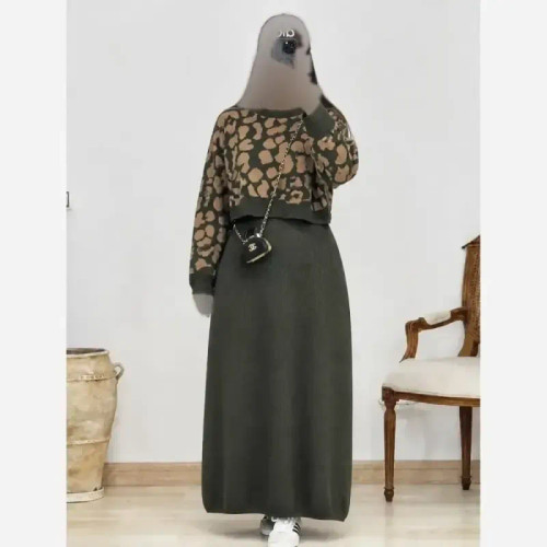 ست دو تکه سارافون و رویه بافت مدل مارال فری سایز