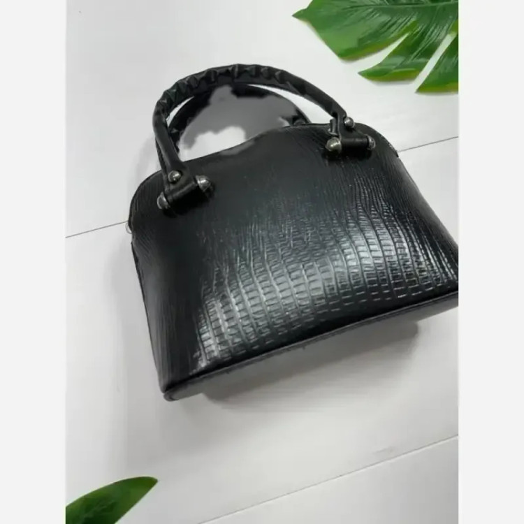 کیف مجلسی موناکو چرم مشکی بند بلند اندازه 18 در 25 سانت