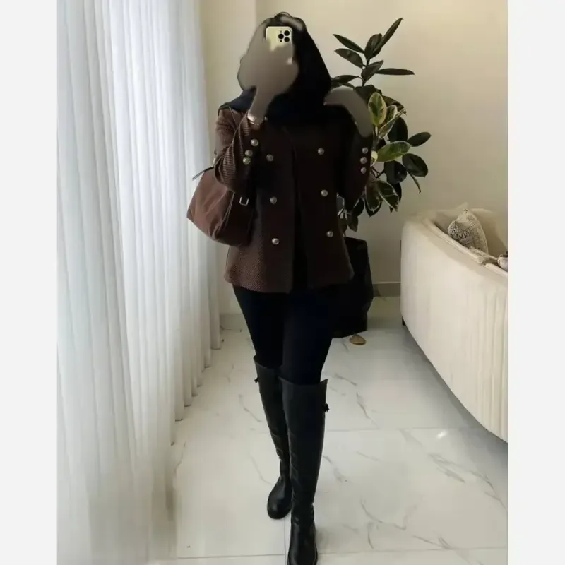 کت فوتر زنانه مدل نگاه رنگ مشکی و شکلاتی سایز یک و دو