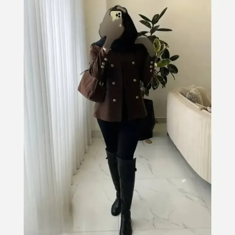 کت فوتر زنانه مدل نگاه رنگ مشکی و شکلاتی سایز یک و دو