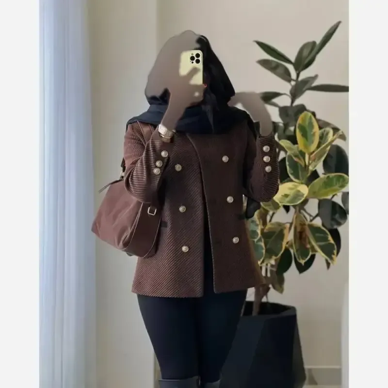 کت فوتر زنانه مدل نگاه رنگ مشکی و شکلاتی سایز یک و دو