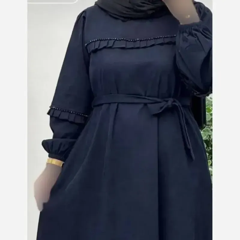پیراهن بلند مخمل کبریتی ریز زنانه فری سایز تا 48 کمربندار