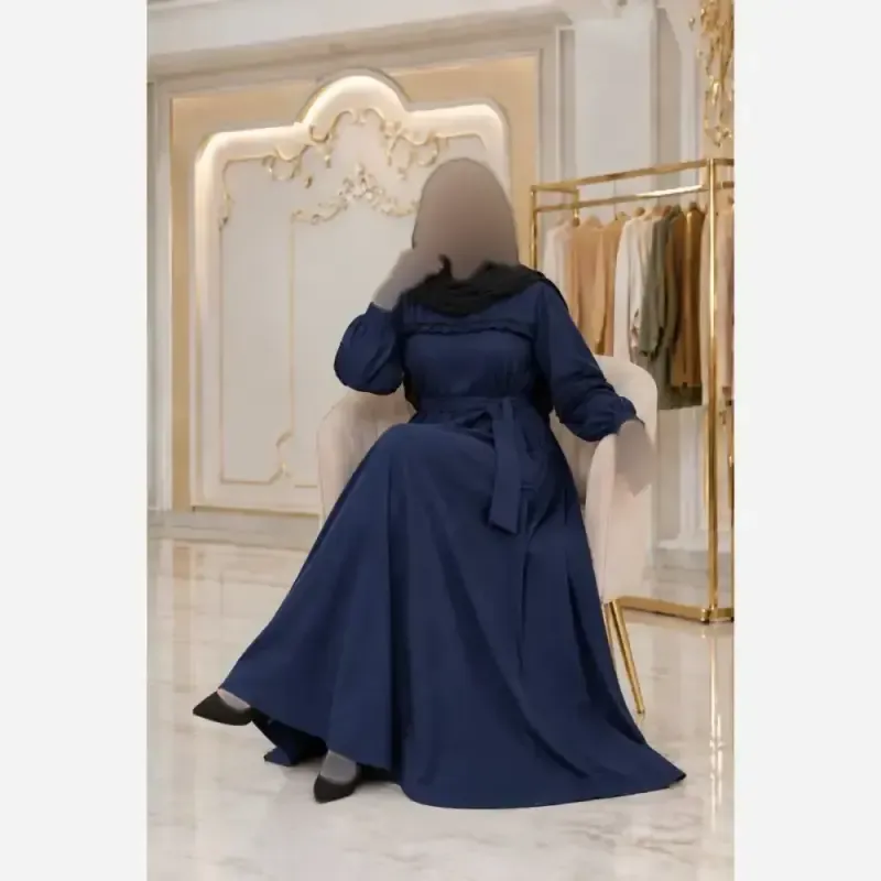 پیراهن بلند مخمل کبریتی ریز زنانه فری سایز تا 48 کمربندار