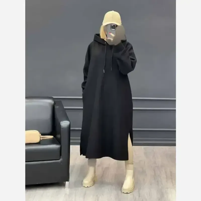هودی زنانه مدل لندو دورس تو کرکی رنگ مشکی فری سایز