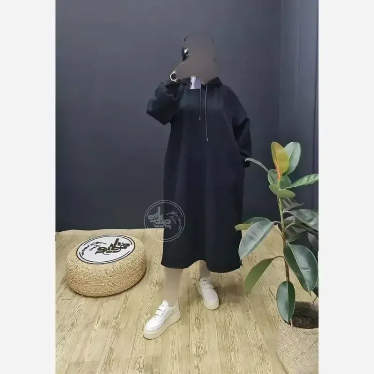 هودی زنانه مدل لندو دورس تو کرکی رنگ مشکی فری سایز