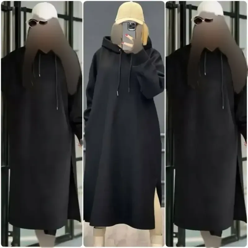 هودی زنانه مدل لندو دورس تو کرکی رنگ مشکی فری سایز