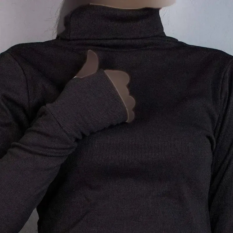 بادی یقه اسکی فینگر دار جنس فانریپ درجه یک رنگ مشکی و سفید سایز فری سایز