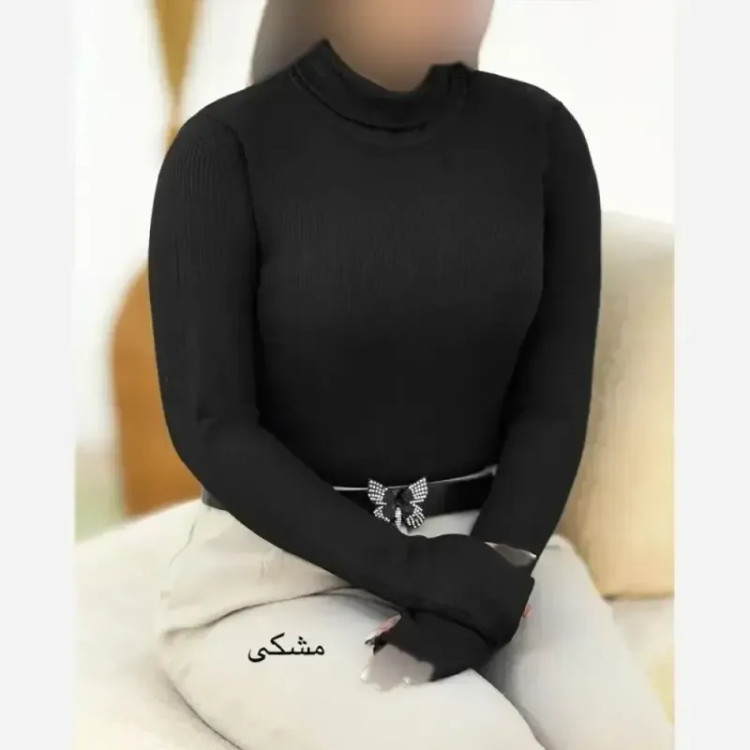 بادی یقه اسکی فینگر دار جنس فانریپ درجه یک رنگ مشکی و سفید سایز فری سایز
