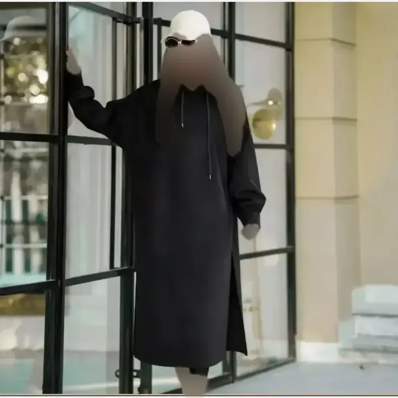 هودی دورس تو کرکی زنانه مدل لندو رنگ مشکی سایز فری سایز