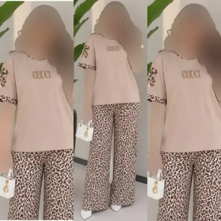 ست تیشرت و شلوار زنانه مدل بنلی جنس نخ پنبه گلکسی سایز فری 38 تا 46