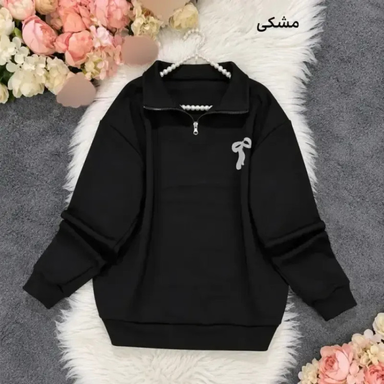 دورس نیم زیپ تو کرک زنانه جنس دورس سه نخ سایز فری تا 48