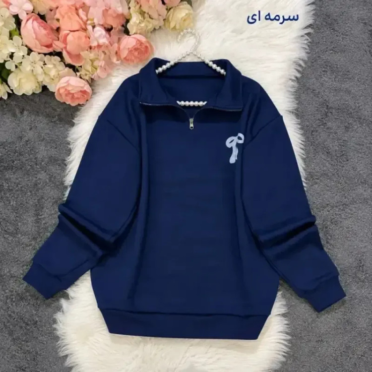 دورس نیم زیپ تو کرک زنانه جنس دورس سه نخ سایز فری تا 48