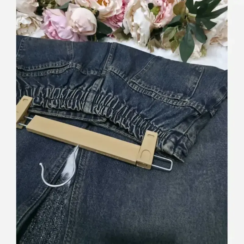 شلوار نیم بگ جین زنانه درجه یک پشت کمر کش سایز بزرگ
