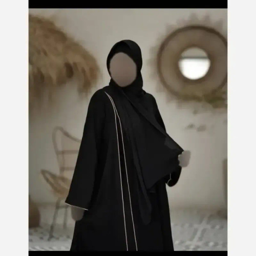 عبا مغزی دوز زنانه رنگ مشکی پارچه الیزه سایز فری مناسب 40 تا 54
