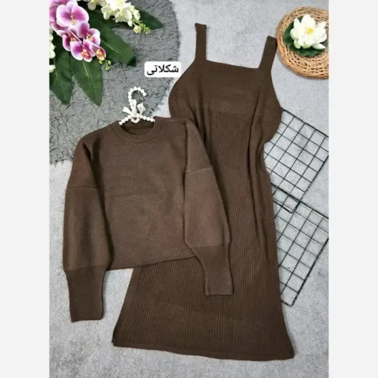 ست دو تیکه سارافون و رویی بافت با کیفیت فری سایز 36 تا 46